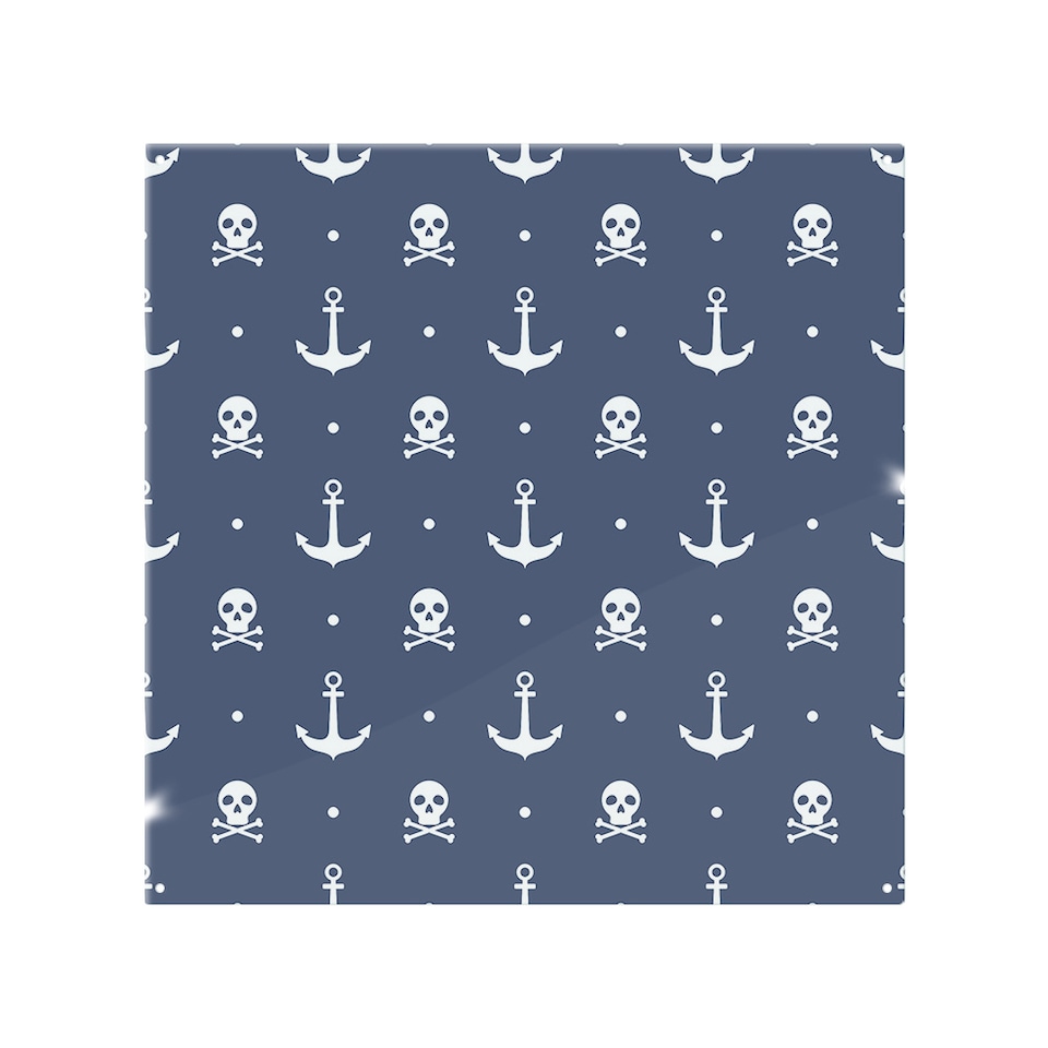 image 1 of Anchor With Skull & Bones Splash Back | White