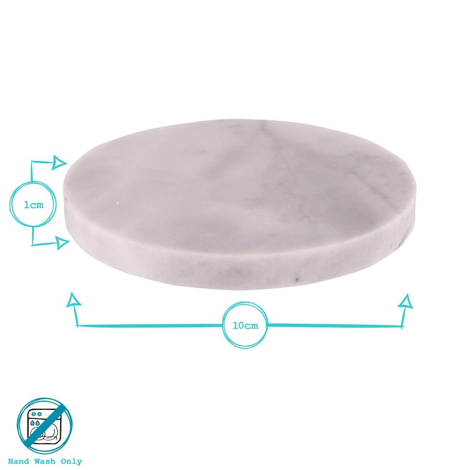 image 1 of Argon Tableware Marble Round Coasters - 10cm - White - Pack of 6