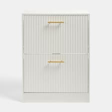 OHS Ribbed 2-Drawer Shoe Cabinet Flip Down Hallway Storage Unit