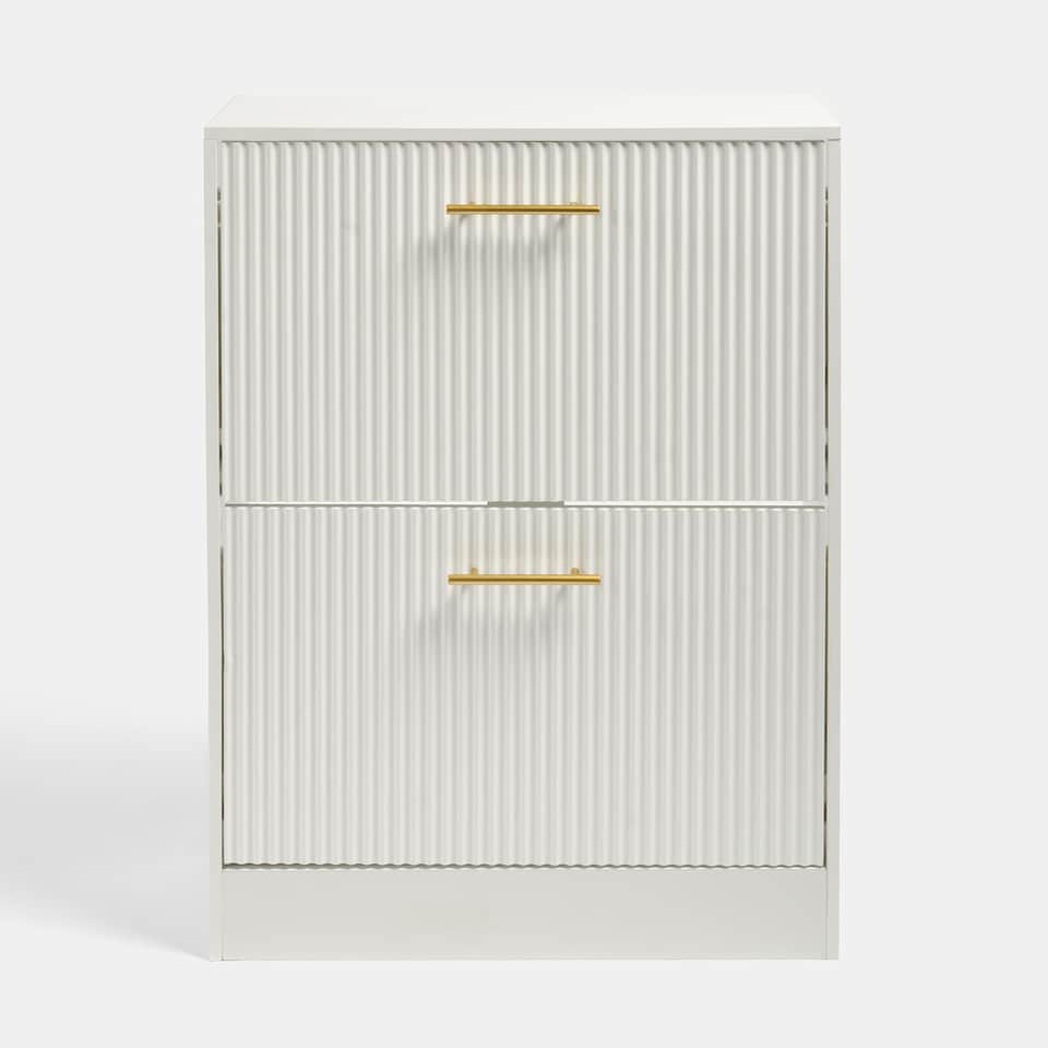 image 1 of OHS Ribbed 2-Drawer Shoe Cabinet Flip Down Hallway Storage Unit