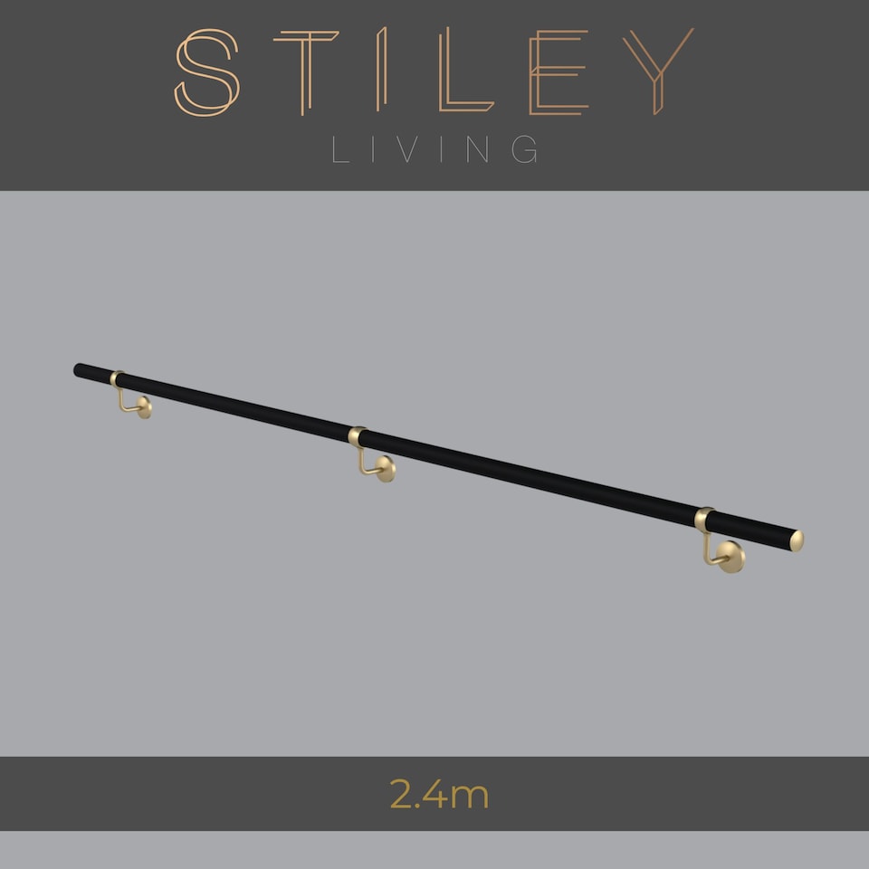 image 1 of Stiley Living Wall Mounted Handrail Kit, Banister System with Brackets and Fixings