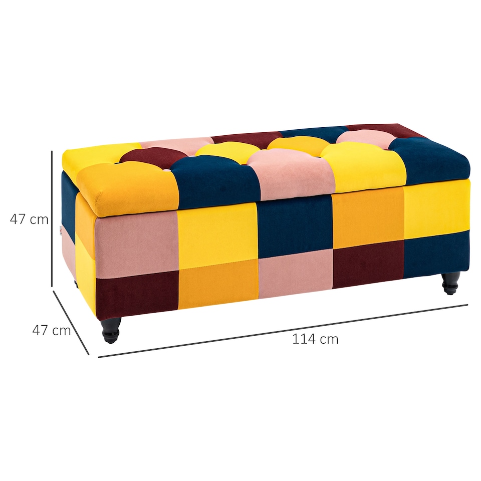 image 1 of HOMCOM 114 x 47 x 47cm Velvet Storage Ottoman, Button-tufted Toy Chest