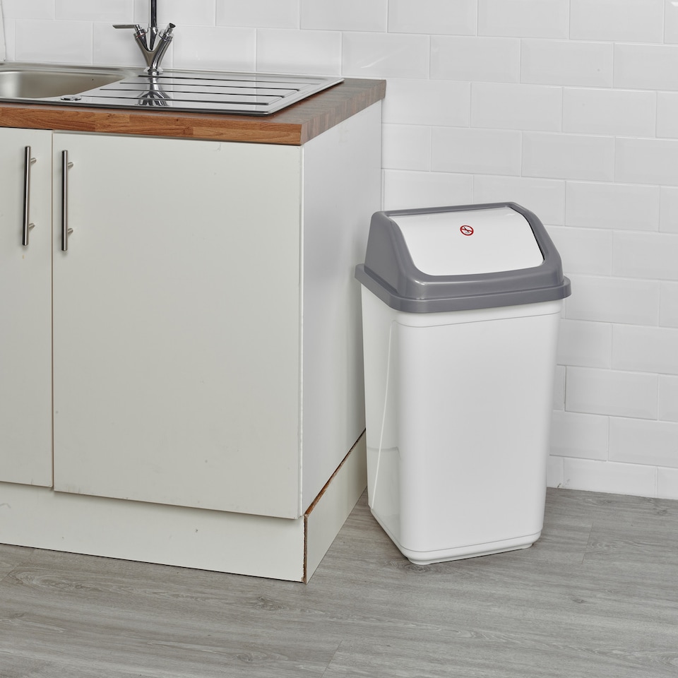 image 1 of 50L Plastic Recycling Bins with Swing Lids | White | 1