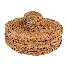 Argon Tableware 12pc Round Placemats & Coasters Set - Woven Seagrass Kitchen Dining Table Mats Drinks Coaster Protector Mats | Brown | Brown | One Size | 12