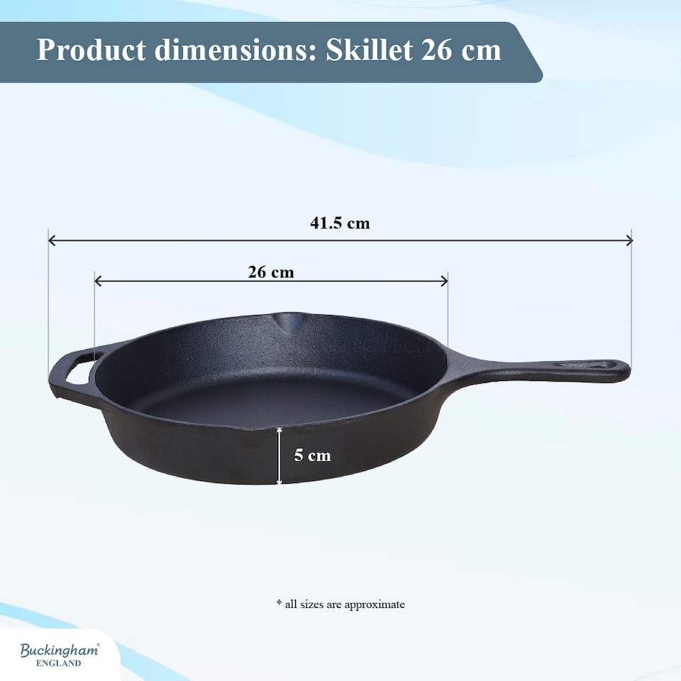 image 1 of Buckingham Pre-Seasoned Cast Iron Frying Skillet Pan 27 cm.