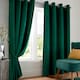 image 6 of Velvet Thermal Blackout Eyelet Curtains Ready Made Pair - 168cm x 183cm - Green