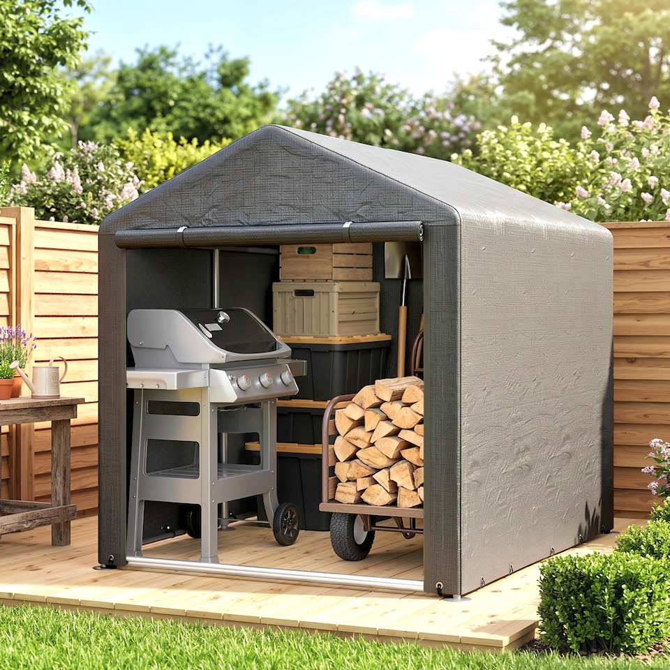 image 1 of Outsunny 1.6 x 2.2m Garden Storage Shed Portable Shed Tent, Dark Grey | Grey | 1