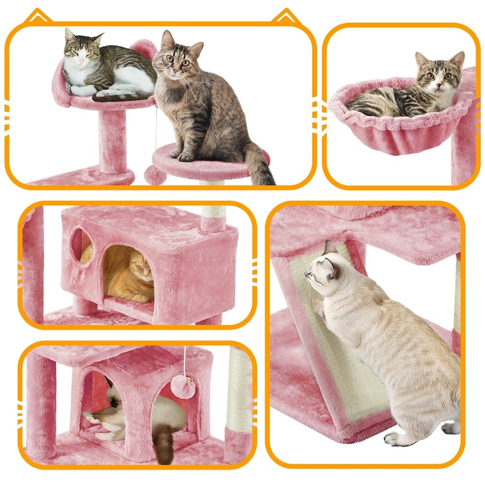 image 1 of Yaheetech 146 cm Multilevel Indoor Cat Tree Tower for Kittens Pink
