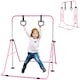 image 1 of HOMCOM Kids Gymnastics Bar, Horizontal Training Kip Bar for Kids, Adjustable Height Folding Gymnastics Equipment with Hand Grips, Non-slip Rubber Pads, for Home, Flat | Pink | Pink