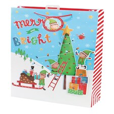 Elf Scene Design Extra Large Christmas Gift Bag