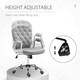 image 3 of Vinsetto Office Chair Velour Diamond Tufted Padded Ergonomic 360° Swivel Grey