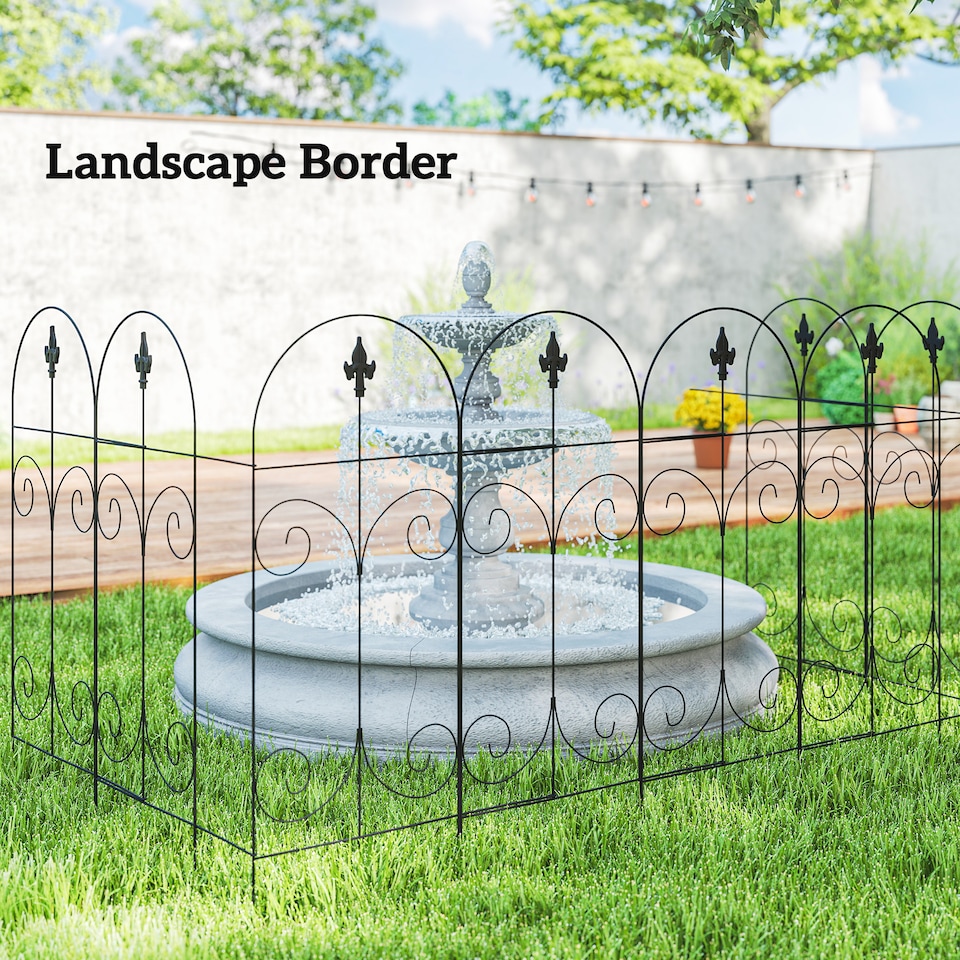 image 1 of Outsunny Decorative Garden Fencing 8PCs 44in x 12.5ft Metal Border Edging