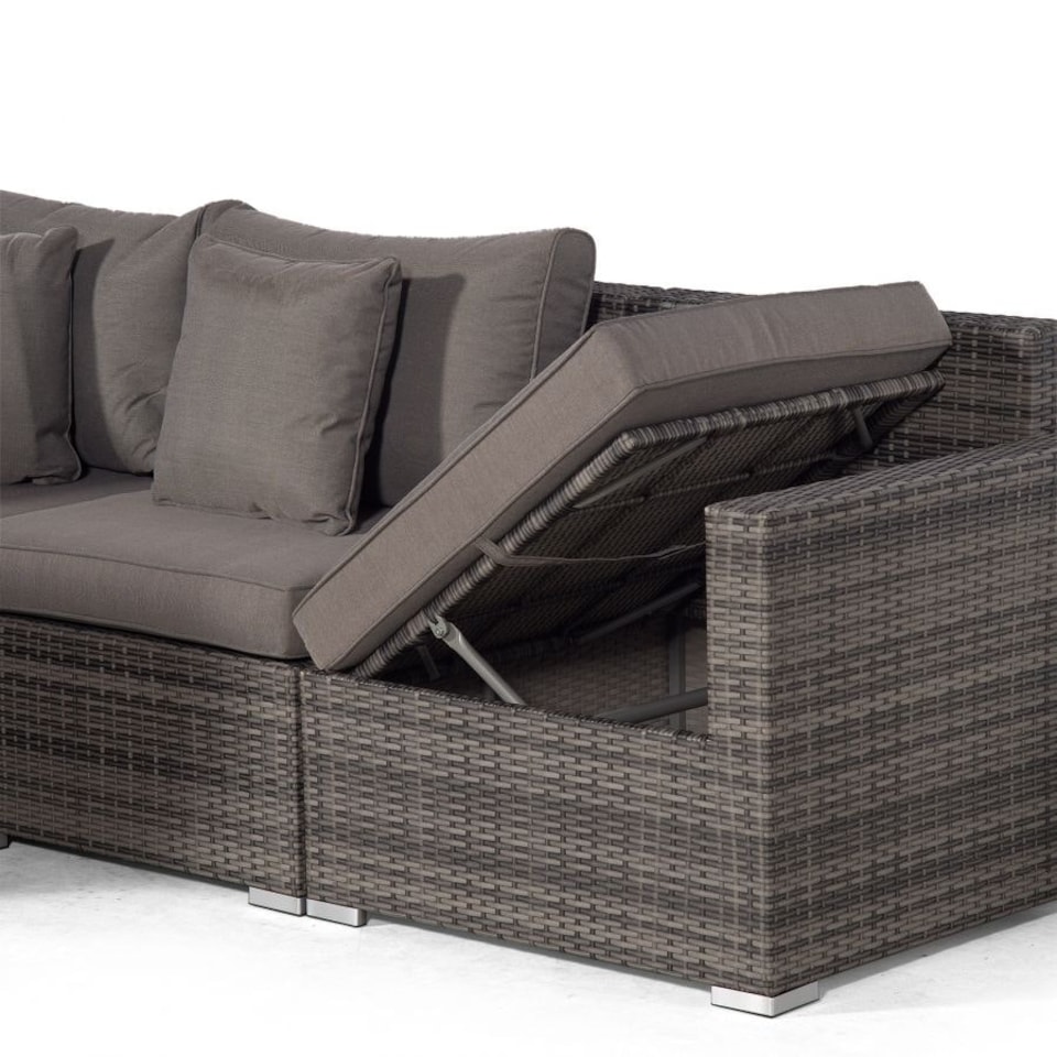 image 1 of Havana 5 Seat Rattan Corner Sofa Set with Drinks Cooler Coffee Table Grey | Grey
