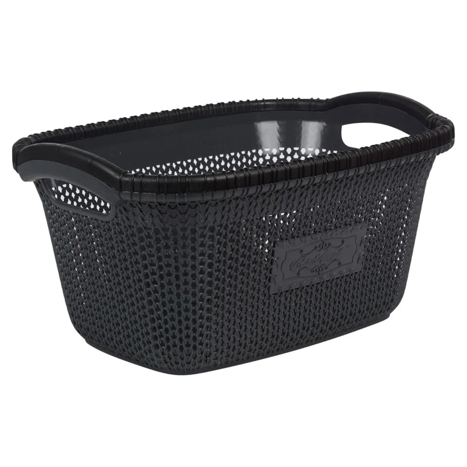 image 1 of 40L Violetta Laundry Baskets with Handles | Black | 1