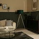 image 3 of ValueLights Aero Polished Gold Floor Lamp with Large Green Drum Shade