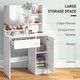 image 3 of HOMCOM Dressing Table with Mirror and Stool, Vanity Table, Modern Makeup Desk with Drawer, Storage Cabinet and Adjustable Shelf for Bedroom, White