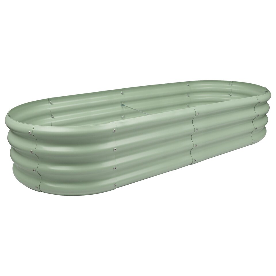 image 1 of Harbour Housewares Raised Garden Bed - Green Rounded Bottomless Metal Raised Galvanised Steel Planter Box 180 x 90cm