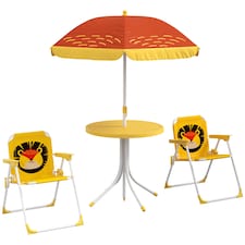 Outsunny Kids Bistro Table and Chair Set w Lion Theme, Adjustable Parasol