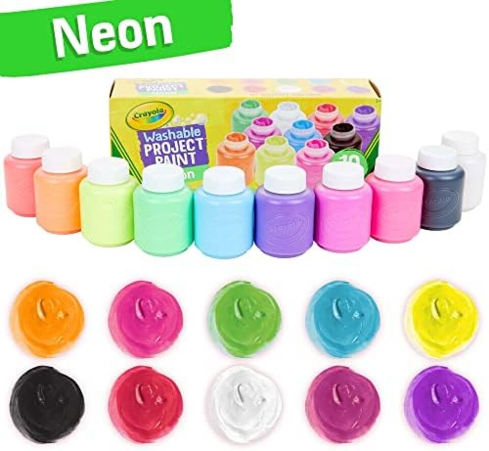 image 1 of Crayola Washable Neon Kids Paint Set 10 Colours