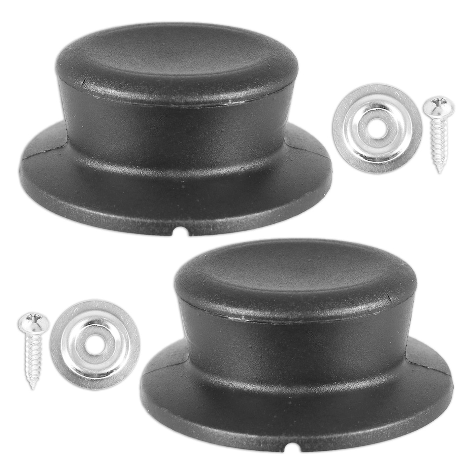 image 1 of SPARES2GO Pan Lid Knob Handle Kitchen Cookware Black Round Curved Hand Grip Replacements (Pack of 2) Black