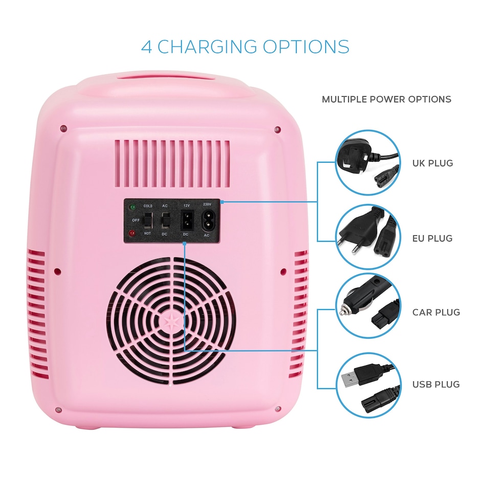 image 1 of MONCOOK Mini Fridge For Bedrooms - Small, Portable & Quiet Mini Fridges For Skincare, Medicine, Food & Drinks - Cooling & Warming Function - 9L - Pink Mono