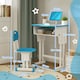 image 5 of HOMCOM Kids Desk and Chair Set Adjustable Height Study Table Set w Drawer | Blue
