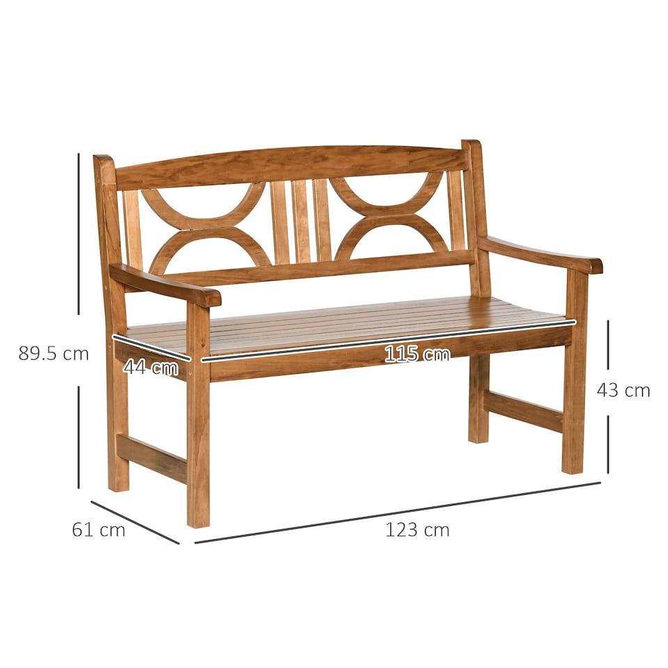 image 1 of Outsunny 2-Seater Wooden Garden Bench Outdoor Patio Loveseat Natural