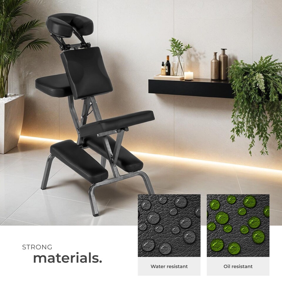 image 1 of Massage Chair - foldable, cushions for head, chest, arms and seat, with carry bag | Black | black | 1