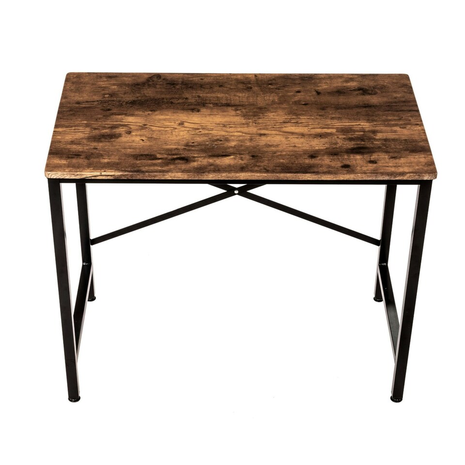 image 1 of Oypla 100cm Heavy Duty Industrial Writing Computer Desk Home Office Worktop Table Brown