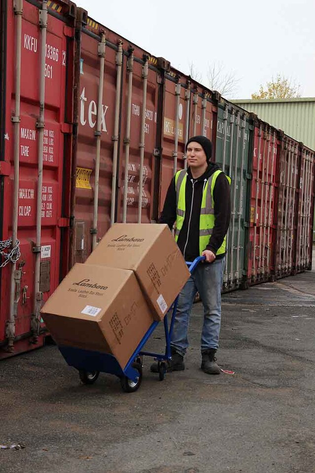 image 1 of 3 in 1 Heavy Duty Folding Solid Wheel Sack Truck, Easy Switch Configurations, Solid Wheels, Steel Framework, 200kg Capacity | Blue