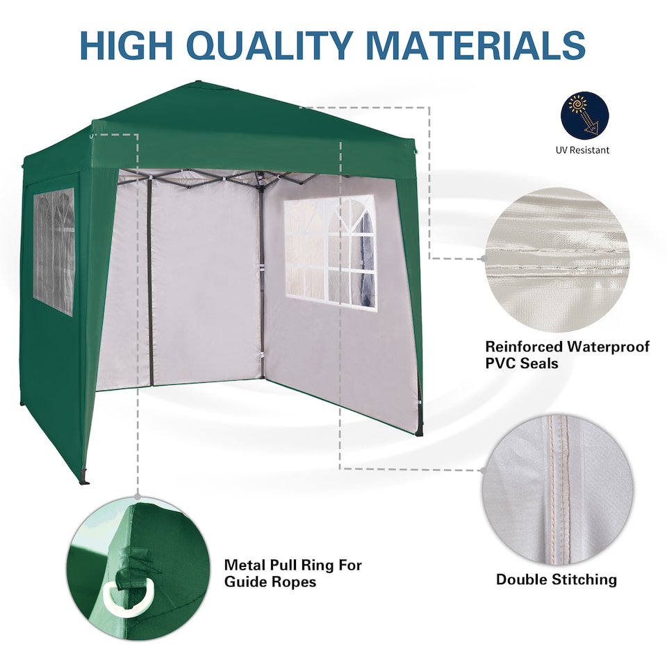 image 1 of MCC Direct 2X2 Pop up Green Gazebo with Sides | Green | Green
