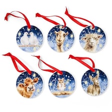 Wrendale Designs Set of 6 Nativity Animal Christmas Decorations