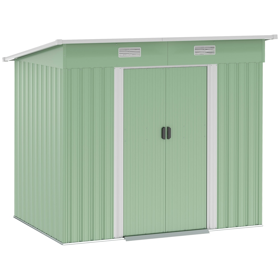 image 1 of Outsunny 7 x 4ft Outdoor Garden Storage Shed for Backyard - Light Green