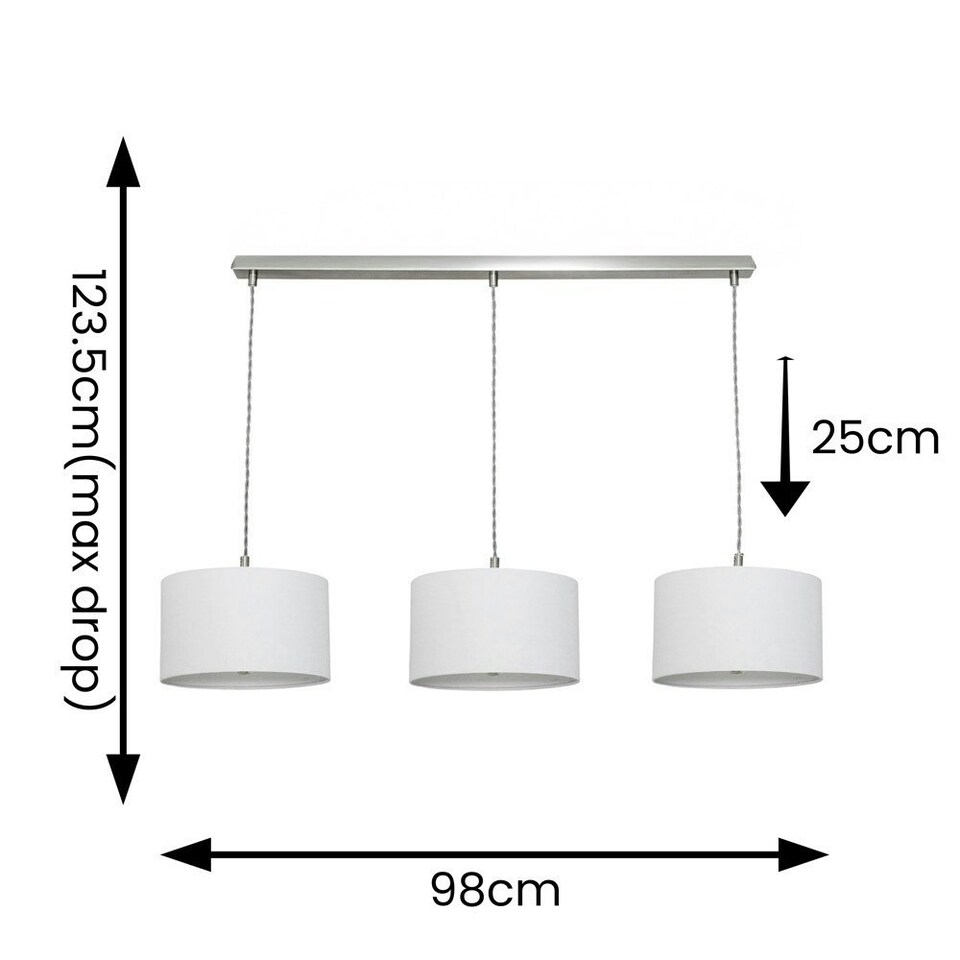 image 1 of ValueLights Shaw Brushed Chrome 3 Drop Bar Grey Shades & Bulbs | Grey