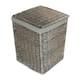 image 1 of Large Antique Wash Square Laundry Basket with Grey Sage Lining | Grey | Grey