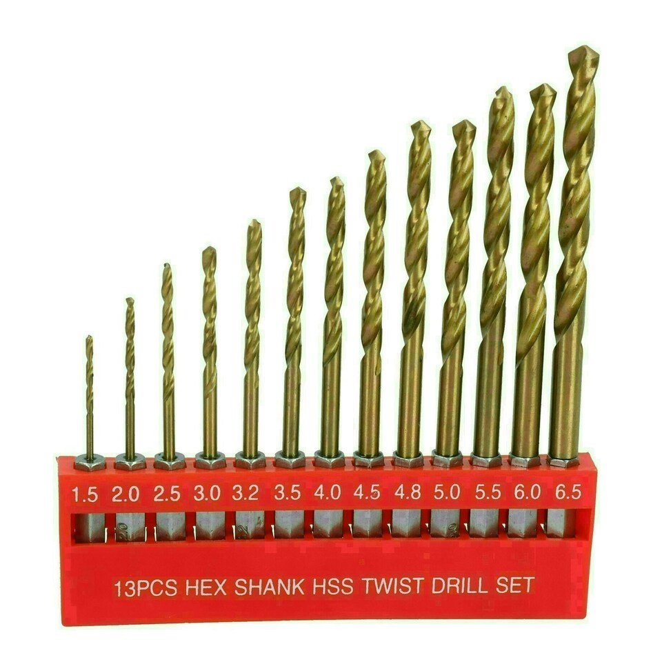image 1 of Metric Titanium Drill Bit Set With 1/4" Hex Shank 1.5 - 6.5mm 13pc