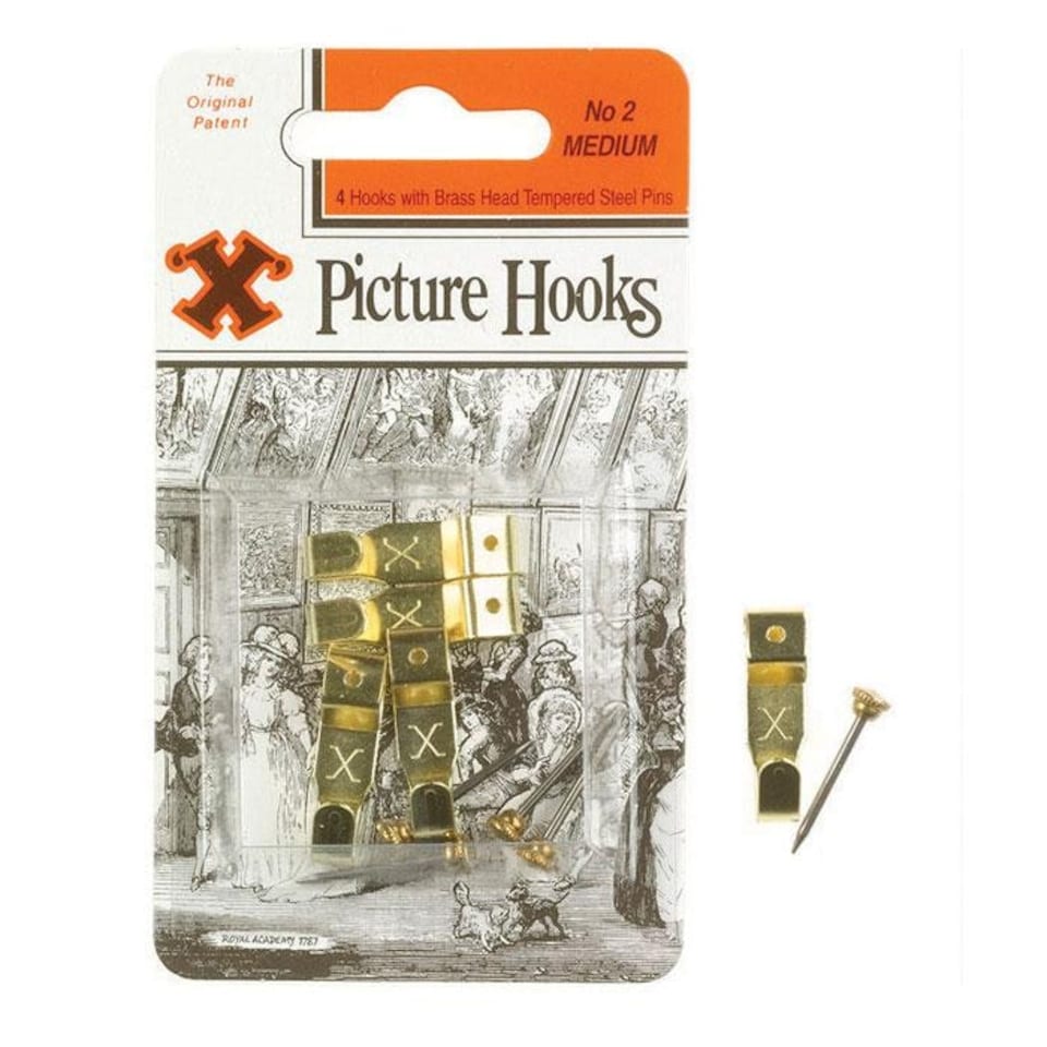 X Picture Hooks No 2 Brass Plated 4pk - One Colour - One Size