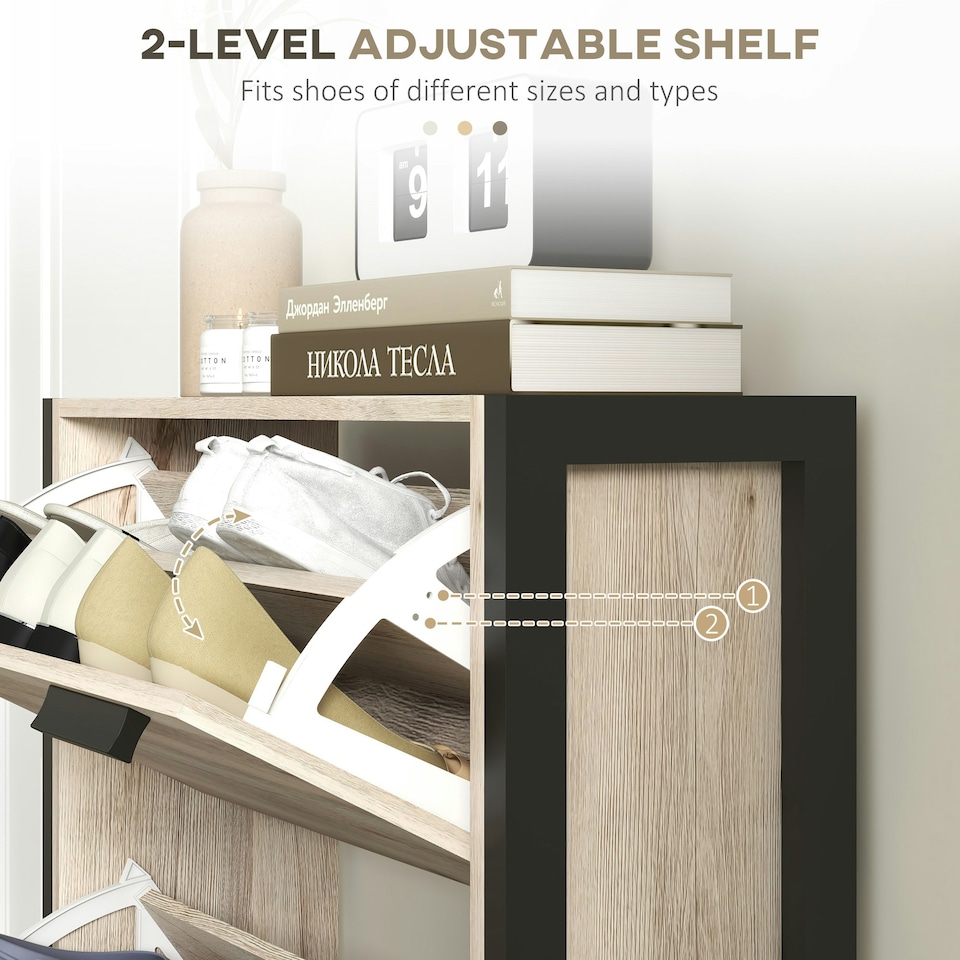 image 1 of HOMCOM Entryway Shoe Cabinet with 3 Flip Drawers Adjustable Shelves
