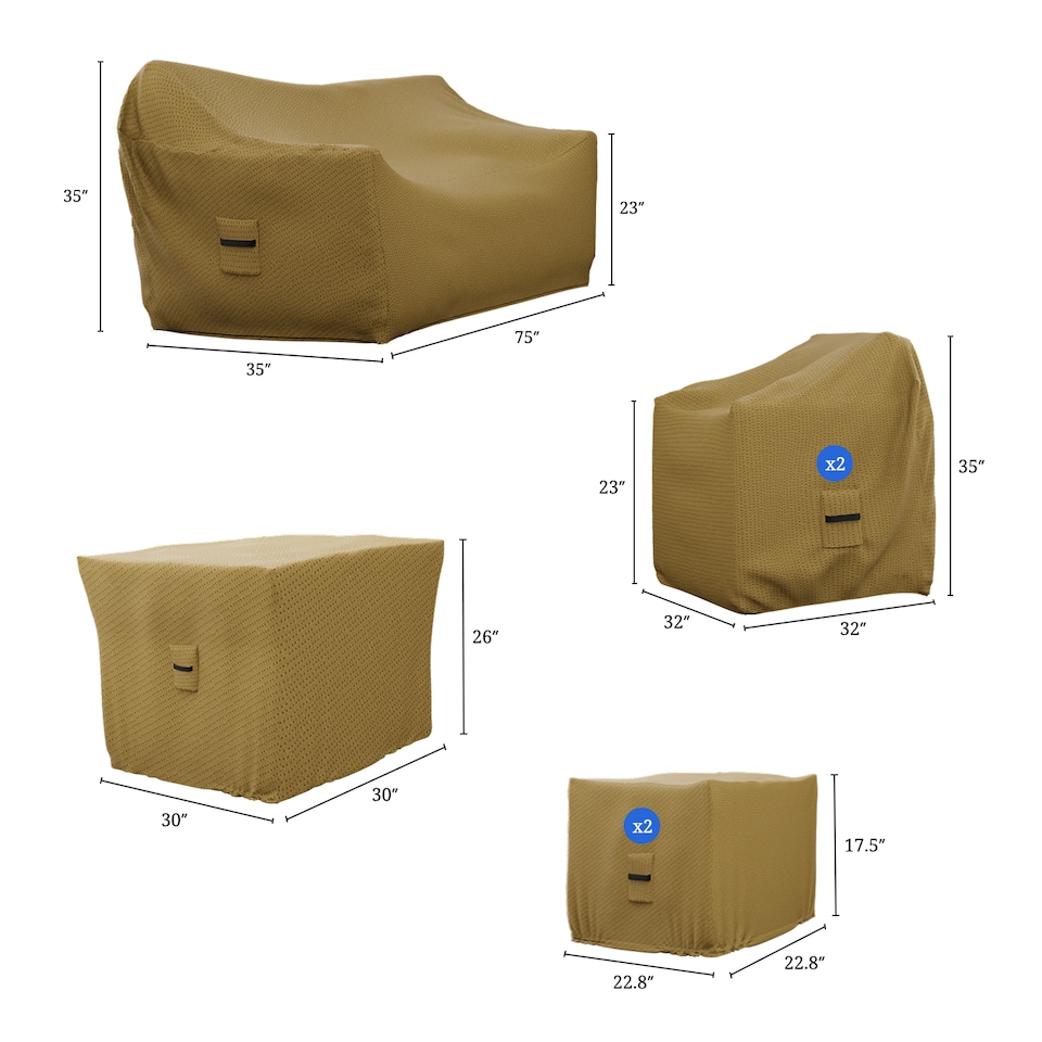 image 1 of Covers&All Patio Furniture Set Cover For 5 Piece Wicker Outdoor Seating Group, Water UV &, 1 Sofa Cover, 75 in L × 35 in W × 35 in H × 23 in FH x