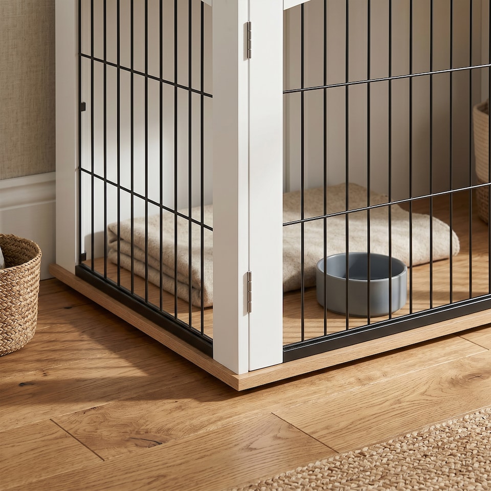 image 1 of PawHut Dog Crate Furniture, Indoor Dog Cage End Side Table, White