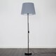 image 2 of ValueLights Charlie Black Floor Lamp Grey Taper Shade and Bulb