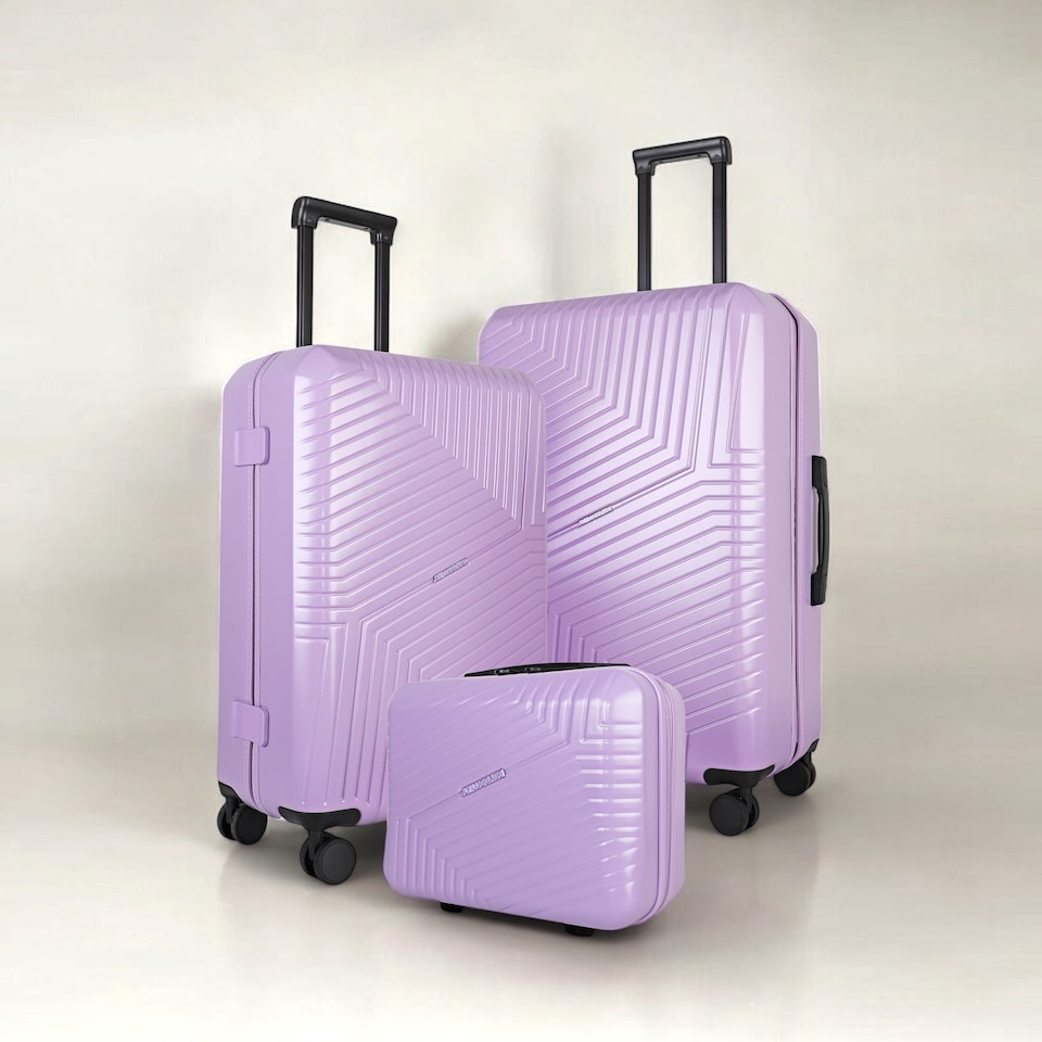 image 1 of 3 Piece Hard Shell Luggage Suitcase Set-Vanity Case + 24/28 inch Suitcase