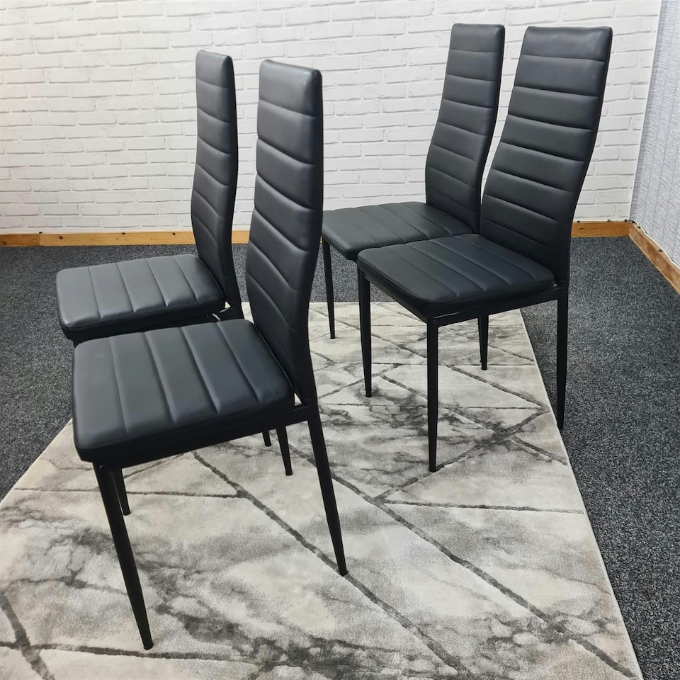 image 1 of Dining Chairs Set of 4 Black Leather Kitchen Chairs Black