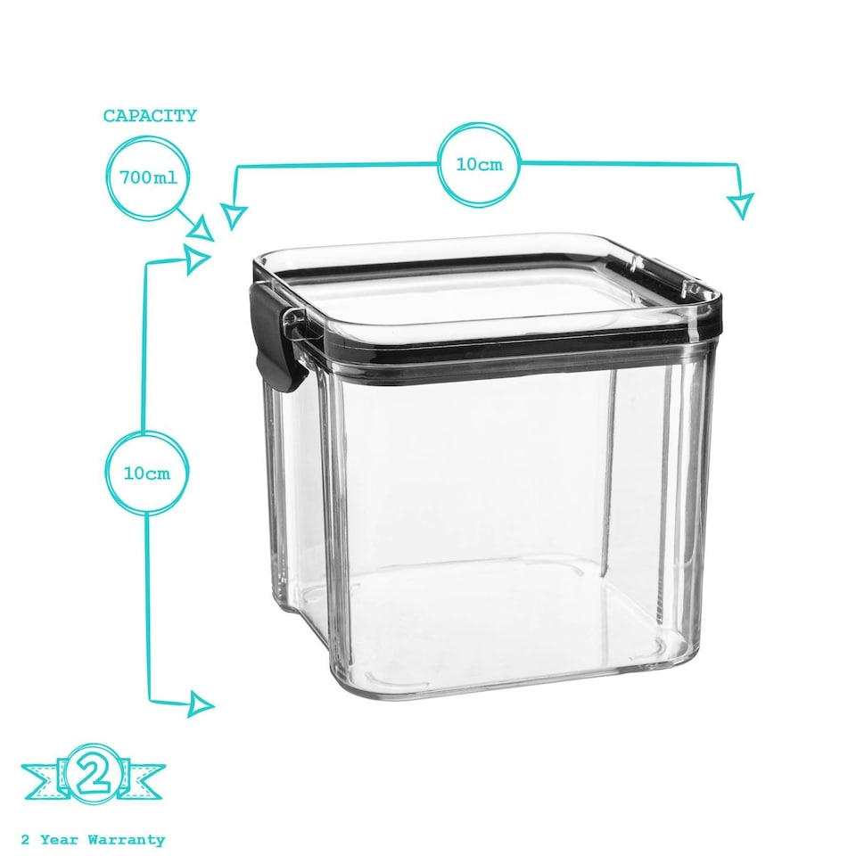 image 1 of Argon Tableware Food Storage Containers - 700ml - Black - Pack of 3 - Resuable Container Meal Prep Container Tub Tupperware Airtight Lid