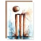 image 1 of Cricket Ball and Wicket Watercolour Painting Sport Greeting Card
