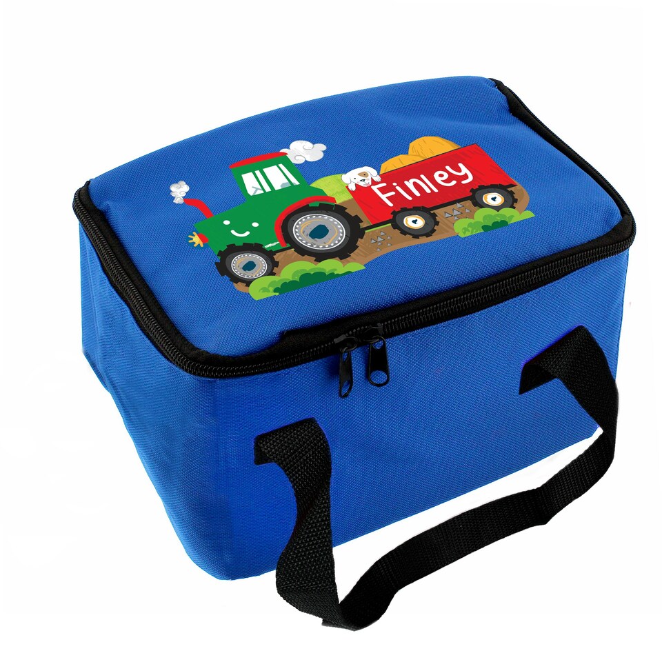image 1 of Personalised Tractor Blue Lunch Bag