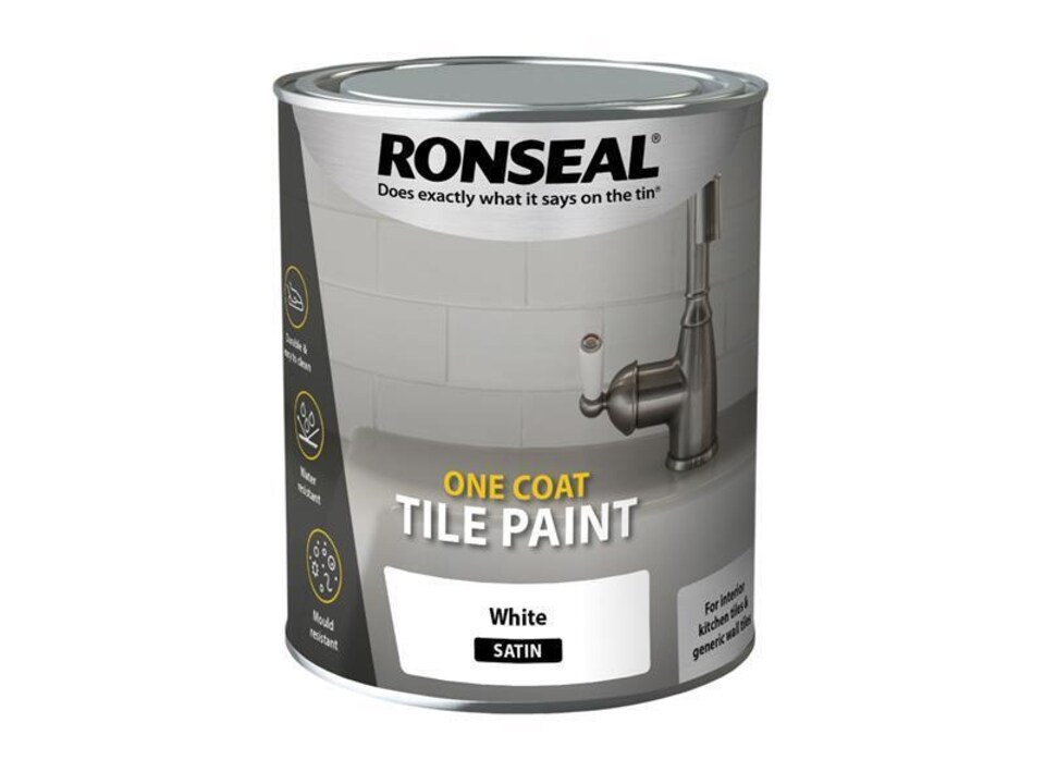 image 1 of Ronseal One Coat Tile Paint White Gloss 750ml - 37675