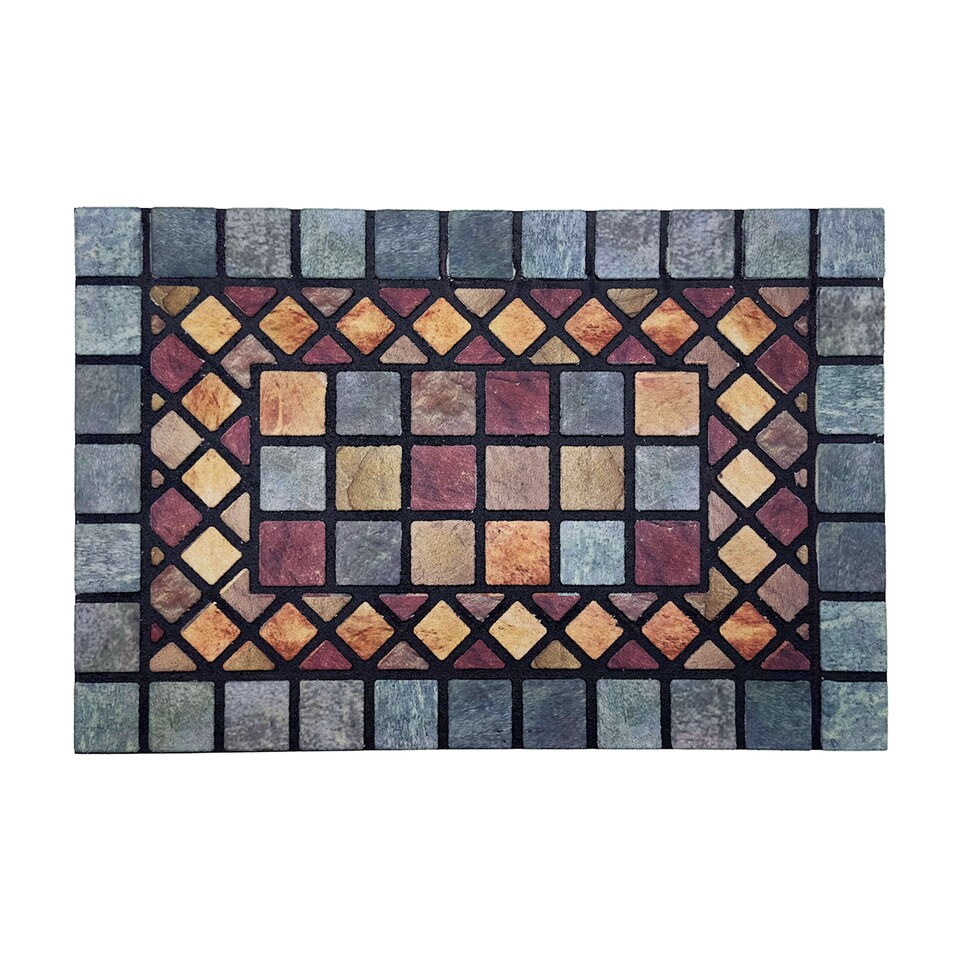 image 1 of Nicoman Rubber Elegant Blue Tile Doormat - 60x40cm