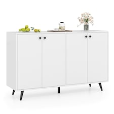 COSTWAY Buffet Sideboard Modern 4-Door Storage Cabinet White White