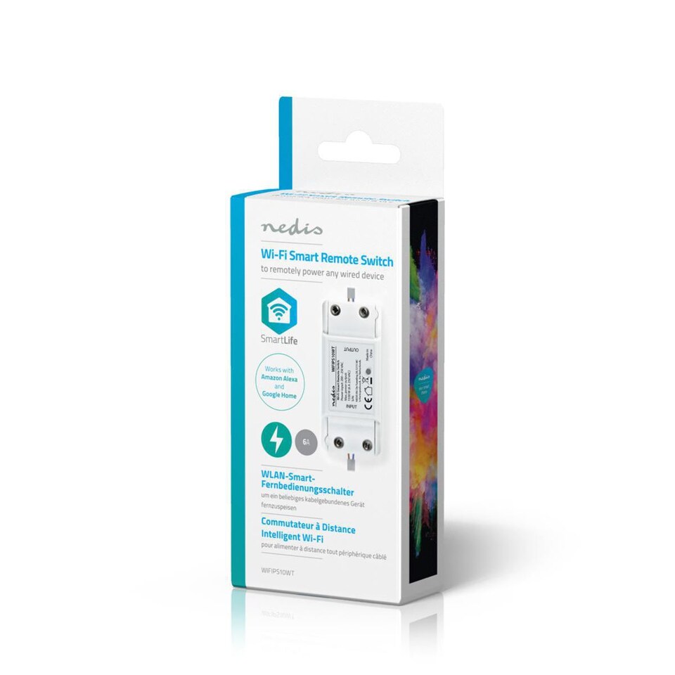 image 1 of Nedis SmartLife Wi-Fi Rewireable In-Line Mains Smart Switch, 10A, Ideal for Automation/Breaker/Remote Control via App